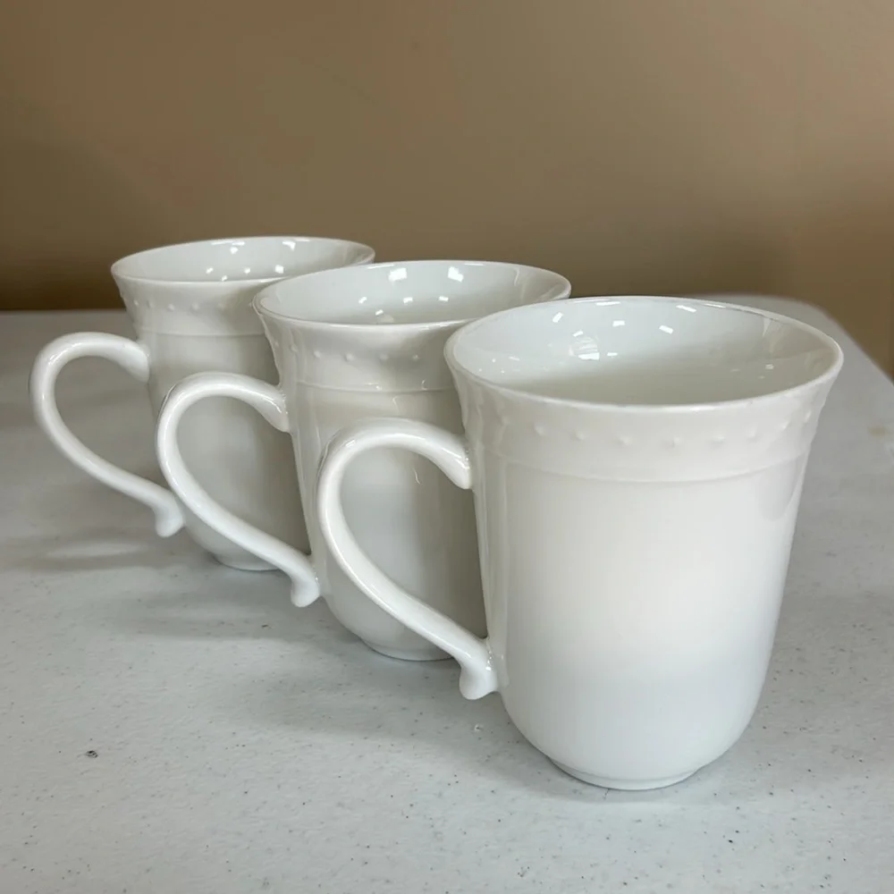 Pier 1 white Elexa Mugs / Cup Set of three